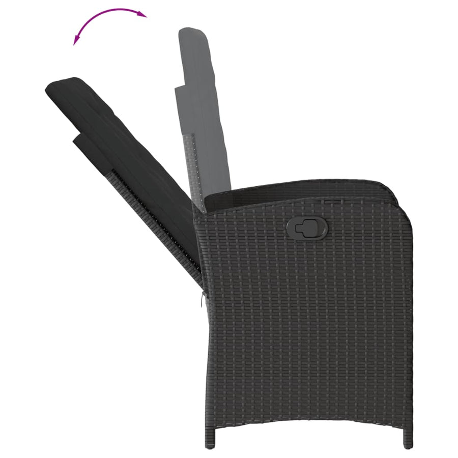 Tuinset poly rattan 9 Zwart Met voetensteun