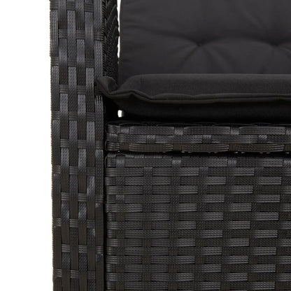 Tuinset poly rattan 9 Zwart Met voetensteun