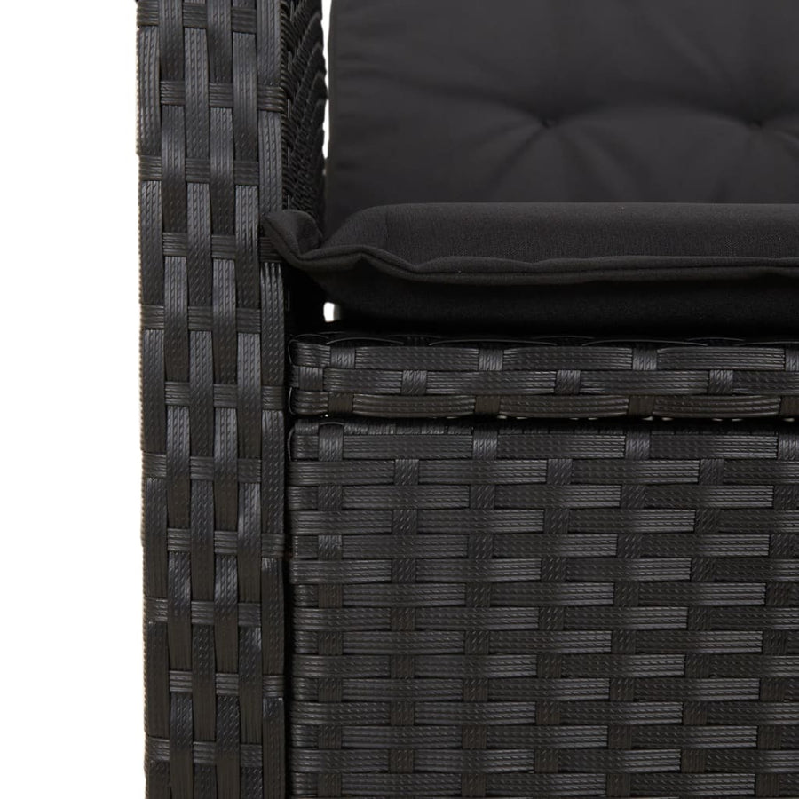Tuinset poly rattan 9 Zwart Met voetensteun
