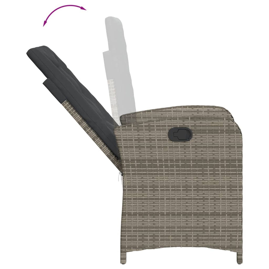 Tuinset met kussens poly rattan 7 Grijs Zonder voetensteun