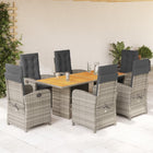 Tuinset 7-delig poly rattan grijs acaciahout