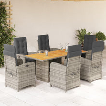 Tuinset met kussens poly rattan 7 Grijs Zonder voetensteun