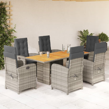 Tuinset met kussens poly rattan 7 Grijs Zonder voetensteun
