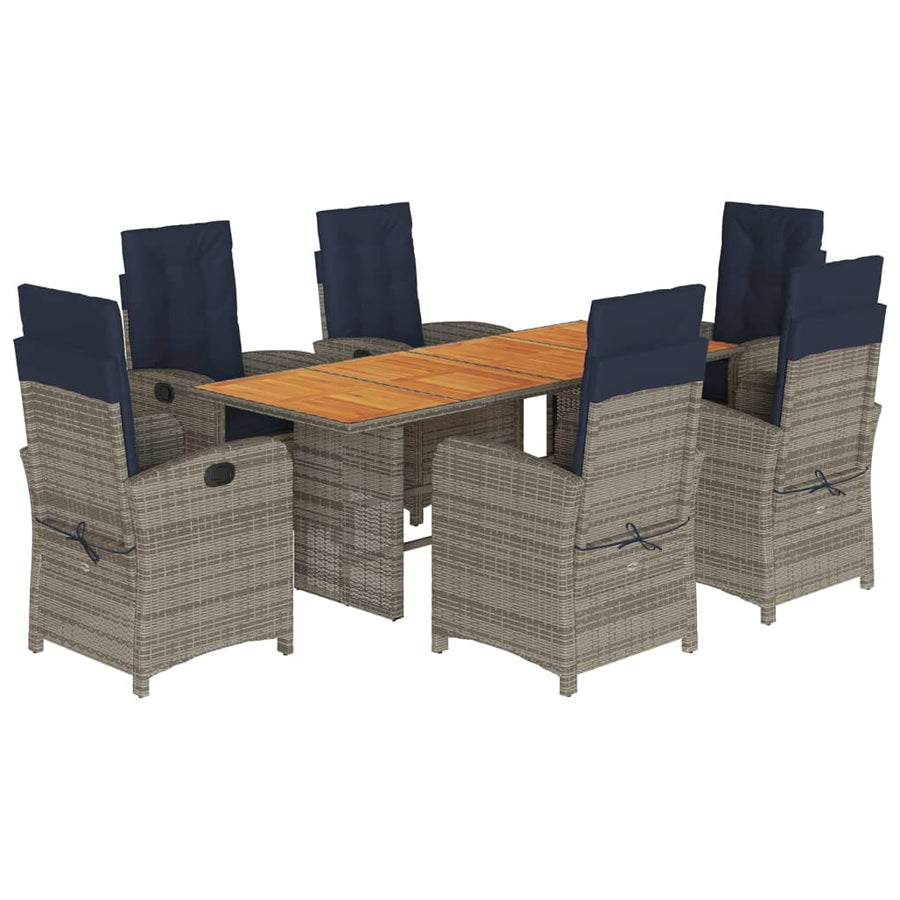 7-Delige Tuinset Met Kussens Poly Rattan 6 beige en crèmekleurig