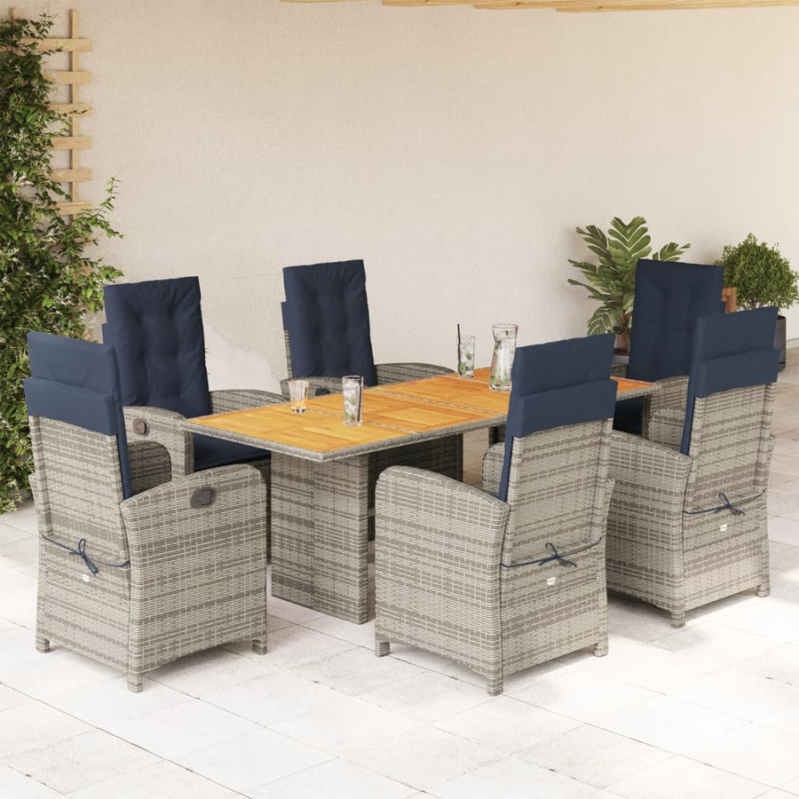 7-Delige Tuinset Met Kussens Poly Rattan 6 beige en crèmekleurig
