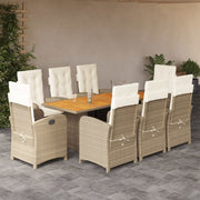 Tuinset 9-delig poly rattan beige