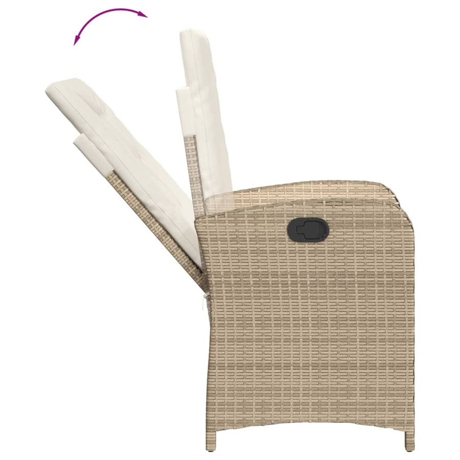 9-Delige Tuinset Met Kussens Poly Rattan 8 beige en crèmekleurig