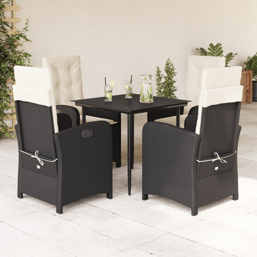 5-Delige Tuinset Met Kussens Poly Rattan Zwart