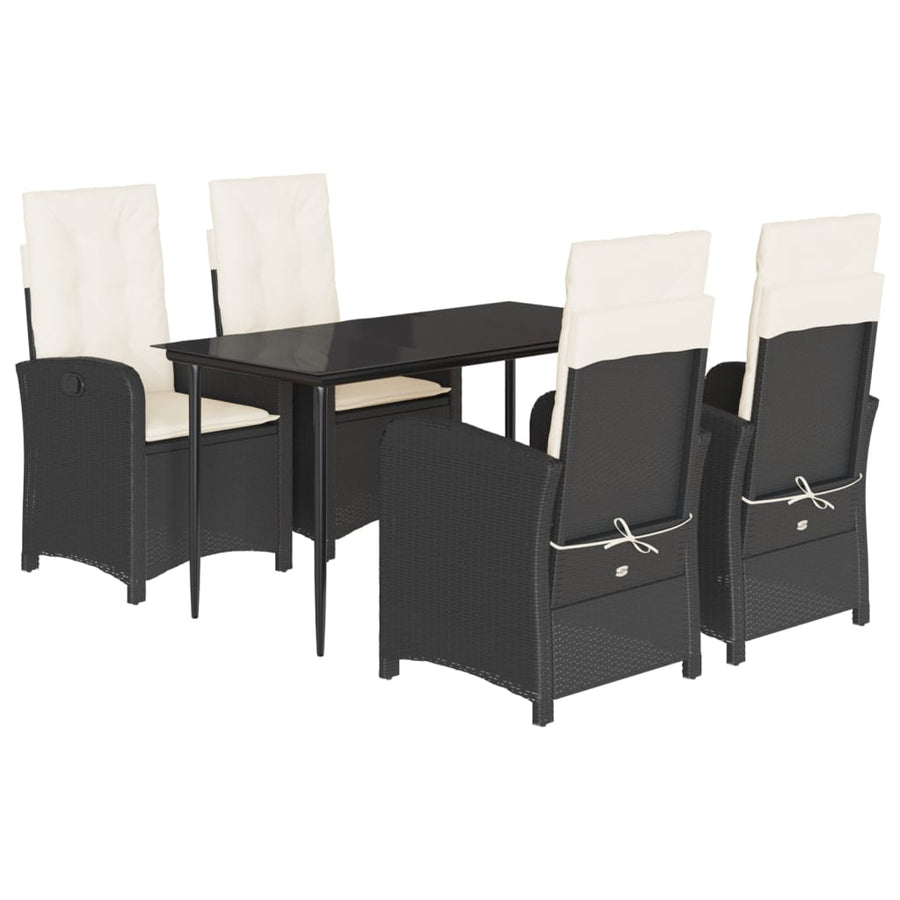 5-Delige Tuinset Met Kussens Poly Rattan Zwart