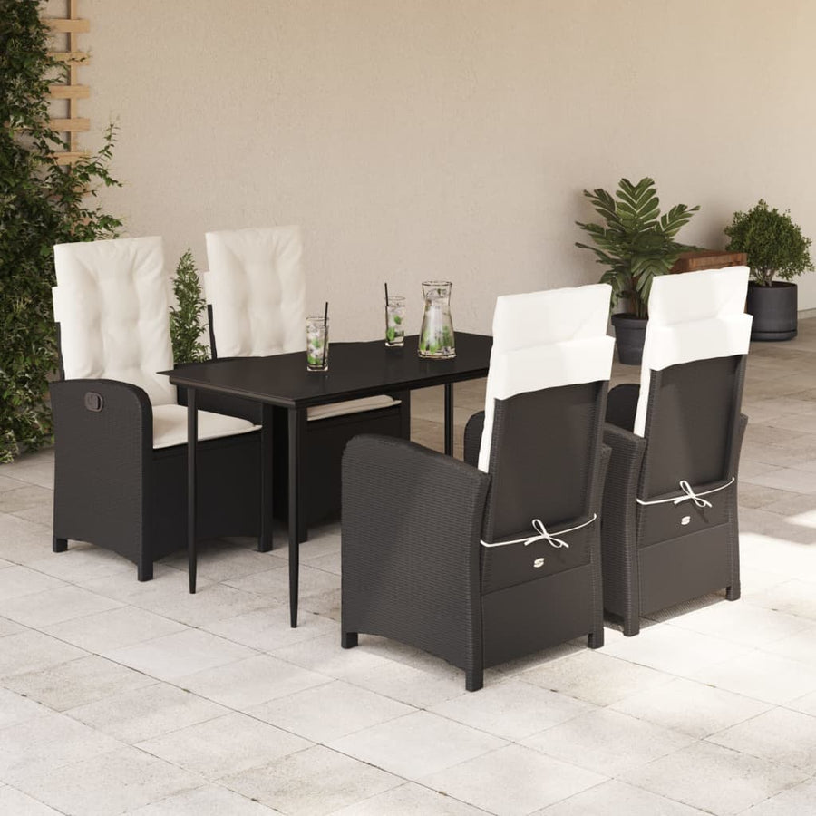 5-Delige Tuinset Met Kussens Poly Rattan Zwart