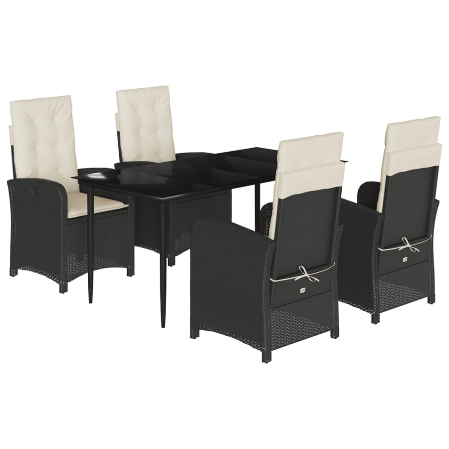 5-Delige Tuinset Met Kussens Poly Rattan Zwart