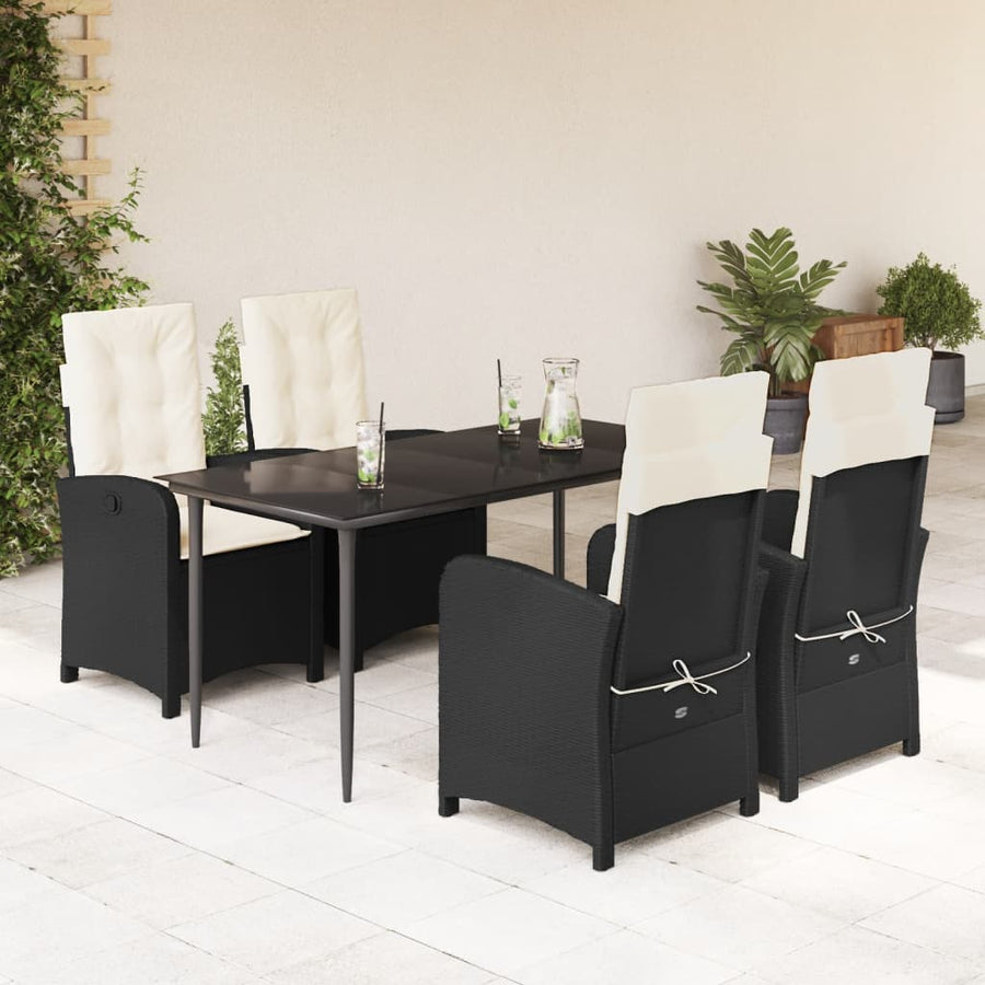 5-Delige Tuinset Met Kussens Poly Rattan Zwart