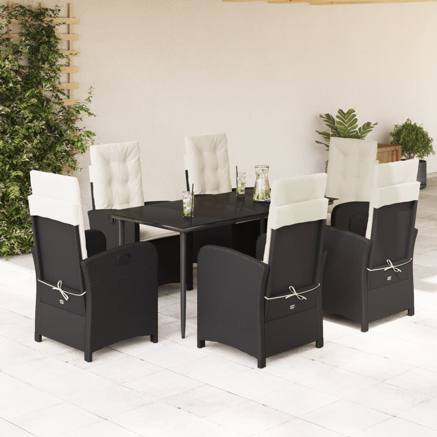 7-Delige Tuinset Met Kussens Poly Rattan Zwart