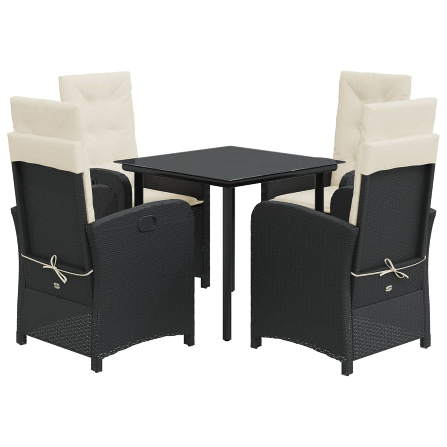 5-Delige Tuinset Met Kussens Poly Rattan Zwart