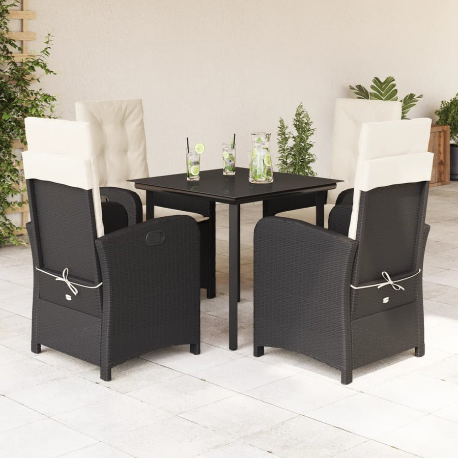 5-Delige Tuinset Met Kussens Poly Rattan Zwart
