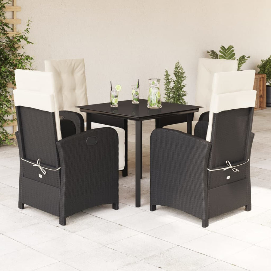 5-Delige Tuinset Met Kussens Poly Rattan Zwart