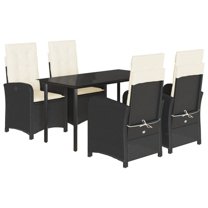 5-Delige Tuinset Met Kussens Poly Rattan Zwart