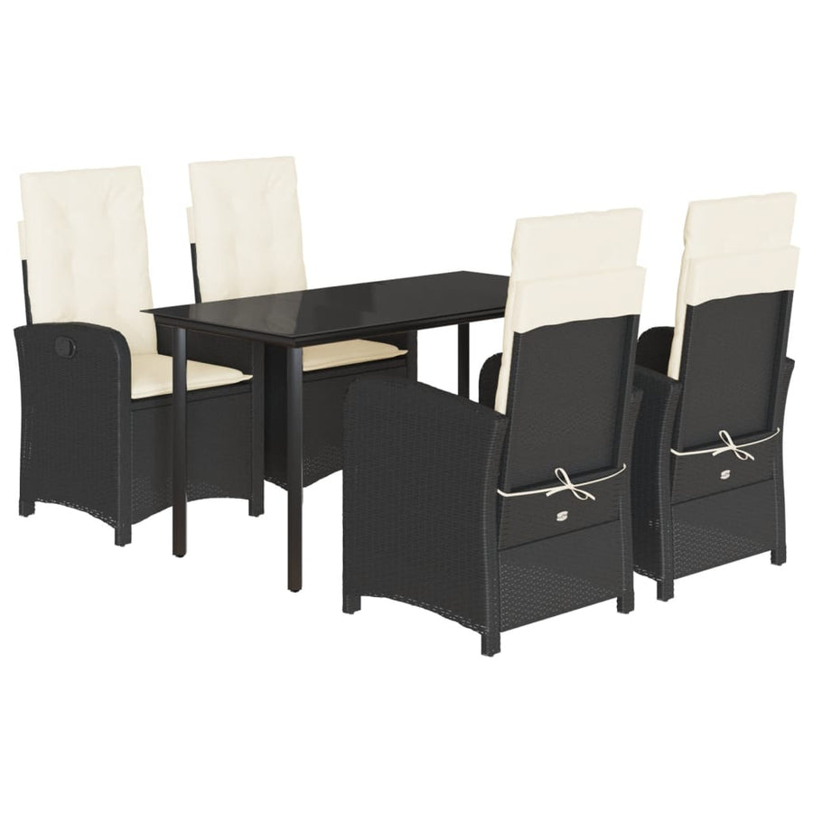 5-Delige Tuinset Met Kussens Poly Rattan Zwart