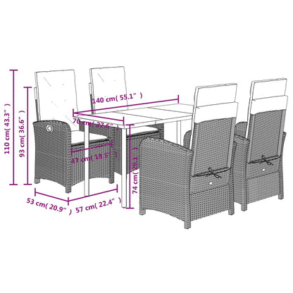 5-Delige Tuinset Met Kussens Poly Rattan Zwart