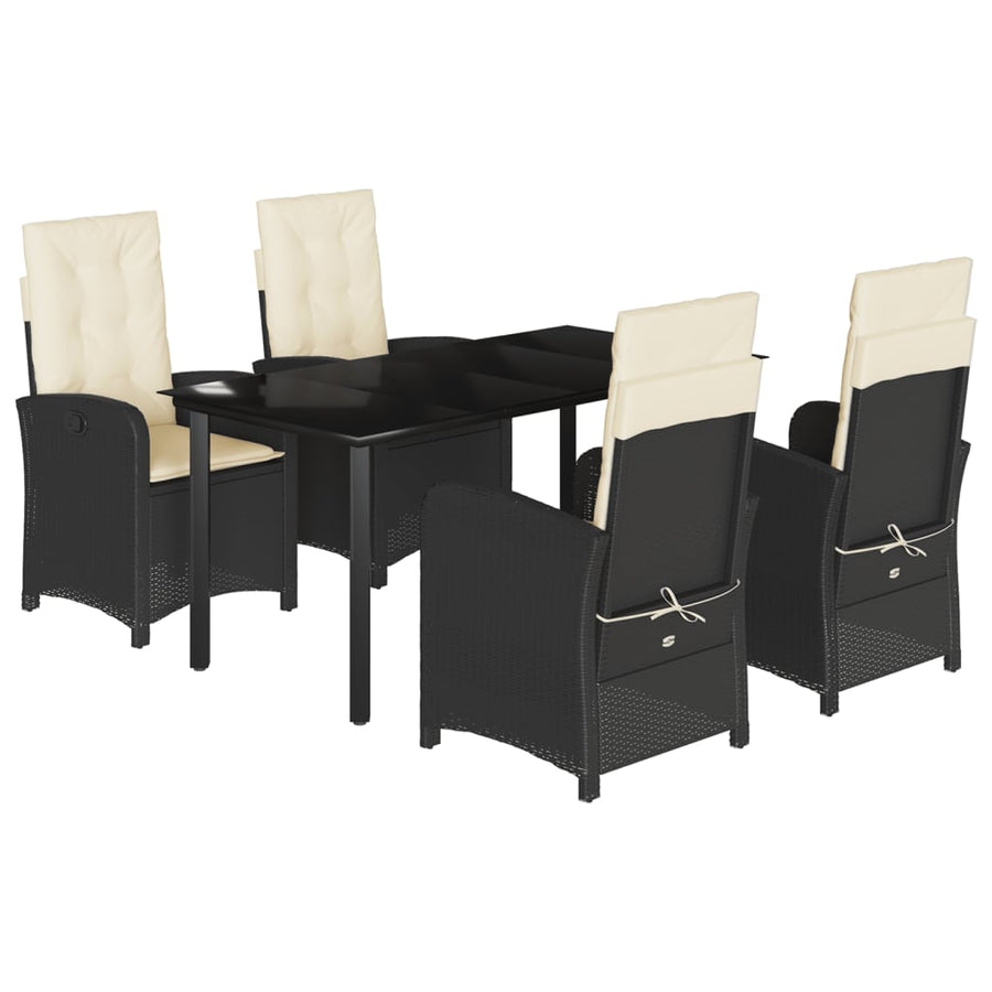 5-Delige Tuinset Met Kussens Poly Rattan Zwart