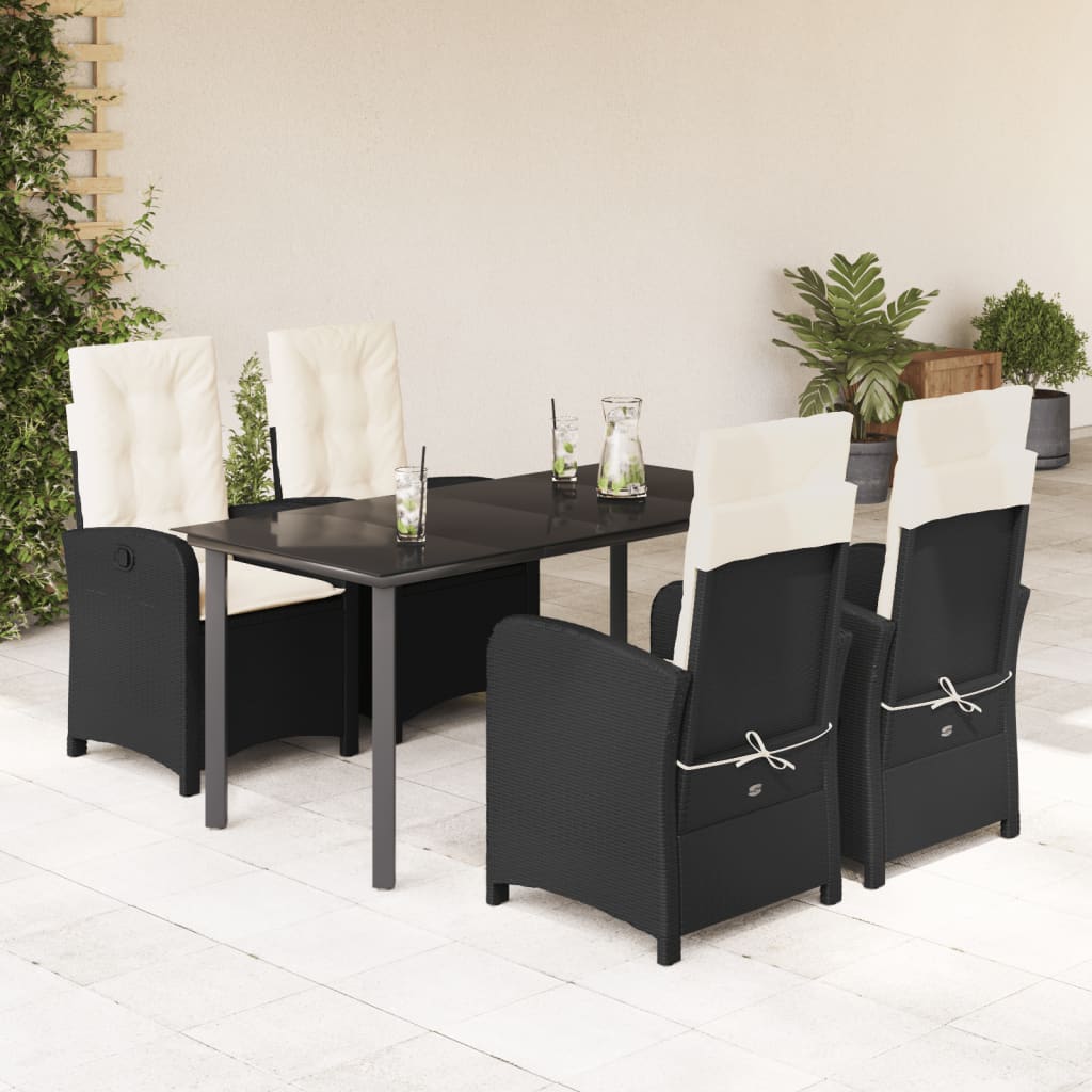 5-Delige Tuinset Met Kussens Poly Rattan Zwart