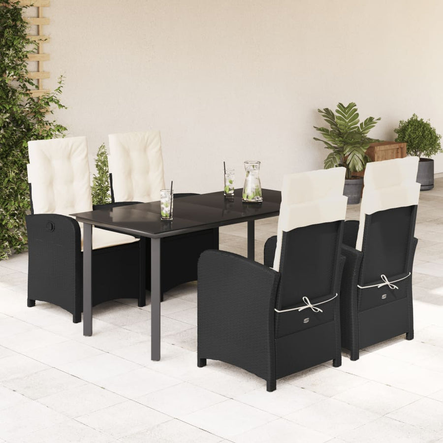 5-Delige Tuinset Met Kussens Poly Rattan Zwart