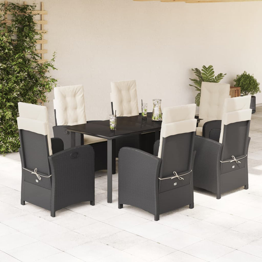 7-Delige Tuinset Met Kussens Poly Rattan Zwart