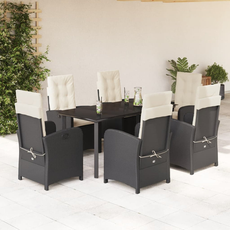 7-Delige Tuinset Met Kussens Poly Rattan Zwart