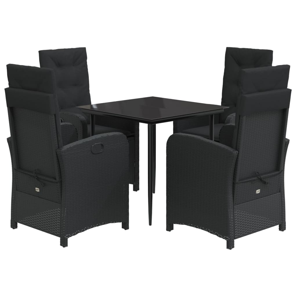 5-Delige Tuinset Met Kussens Poly Rattan Zwart