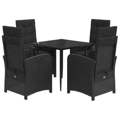 5-Delige Tuinset Met Kussens Poly Rattan Zwart