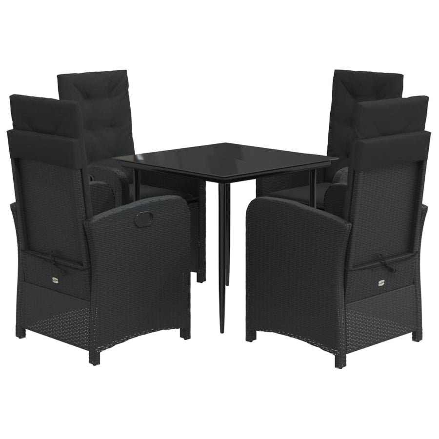 5-Delige Tuinset Met Kussens Poly Rattan Zwart