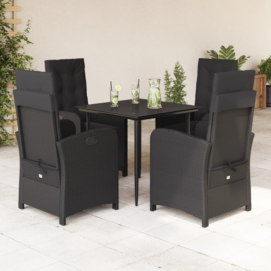 5-Delige Tuinset Met Kussens Poly Rattan Zwart