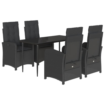 5-Delige Tuinset Met Kussens Poly Rattan Zwart