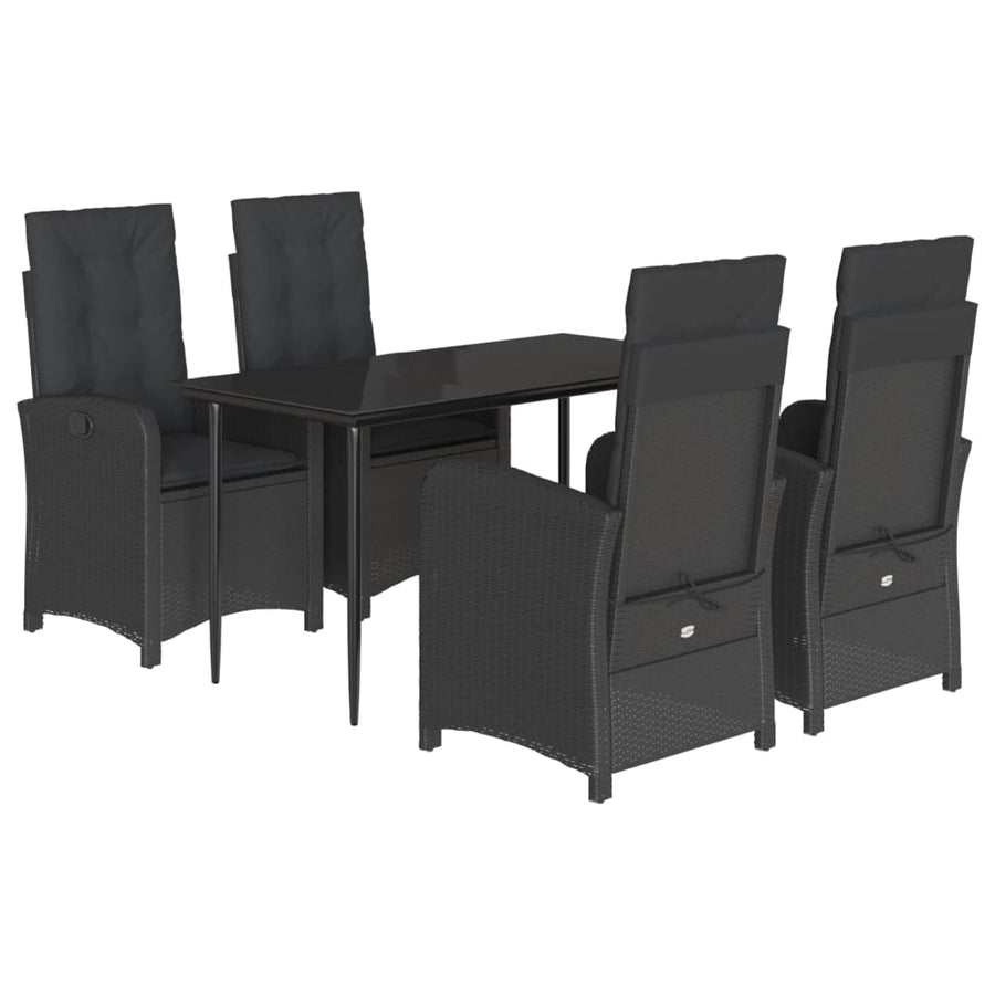 5-Delige Tuinset Met Kussens Poly Rattan Zwart
