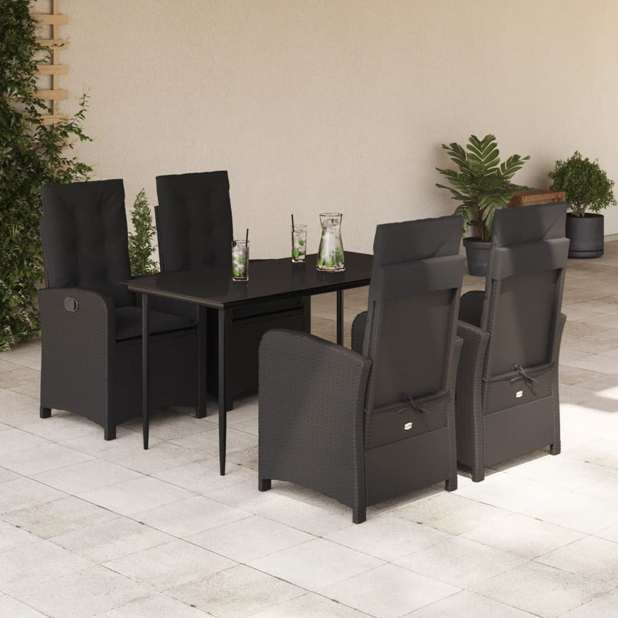 5-Delige Tuinset Met Kussens Poly Rattan Zwart