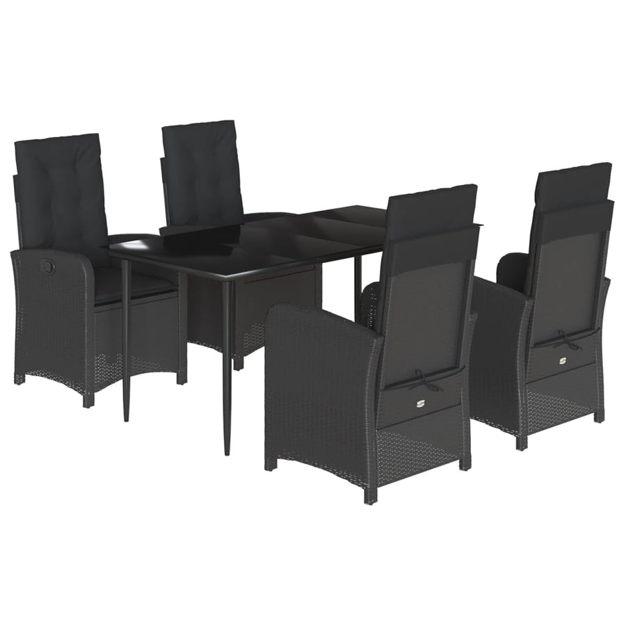 5-Delige Tuinset Met Kussens Poly Rattan Zwart