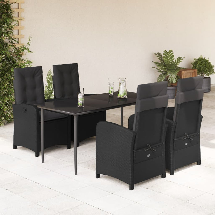 5-Delige Tuinset Met Kussens Poly Rattan Zwart
