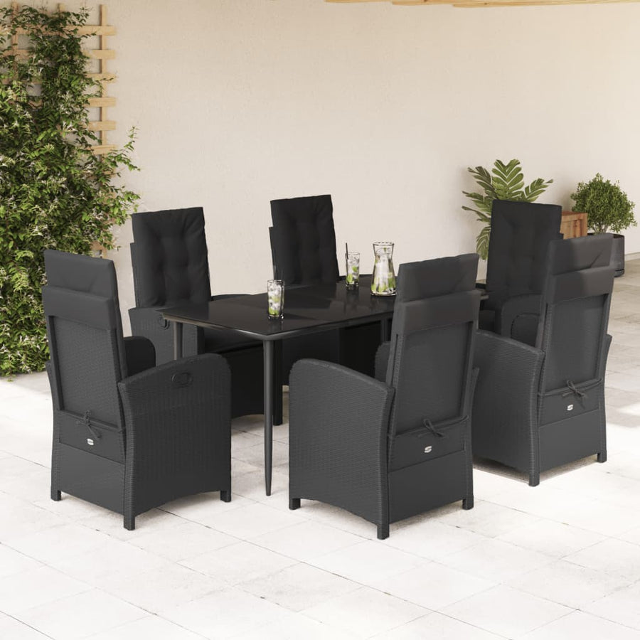 7-Delige Tuinset Met Kussens Poly Rattan Zwart