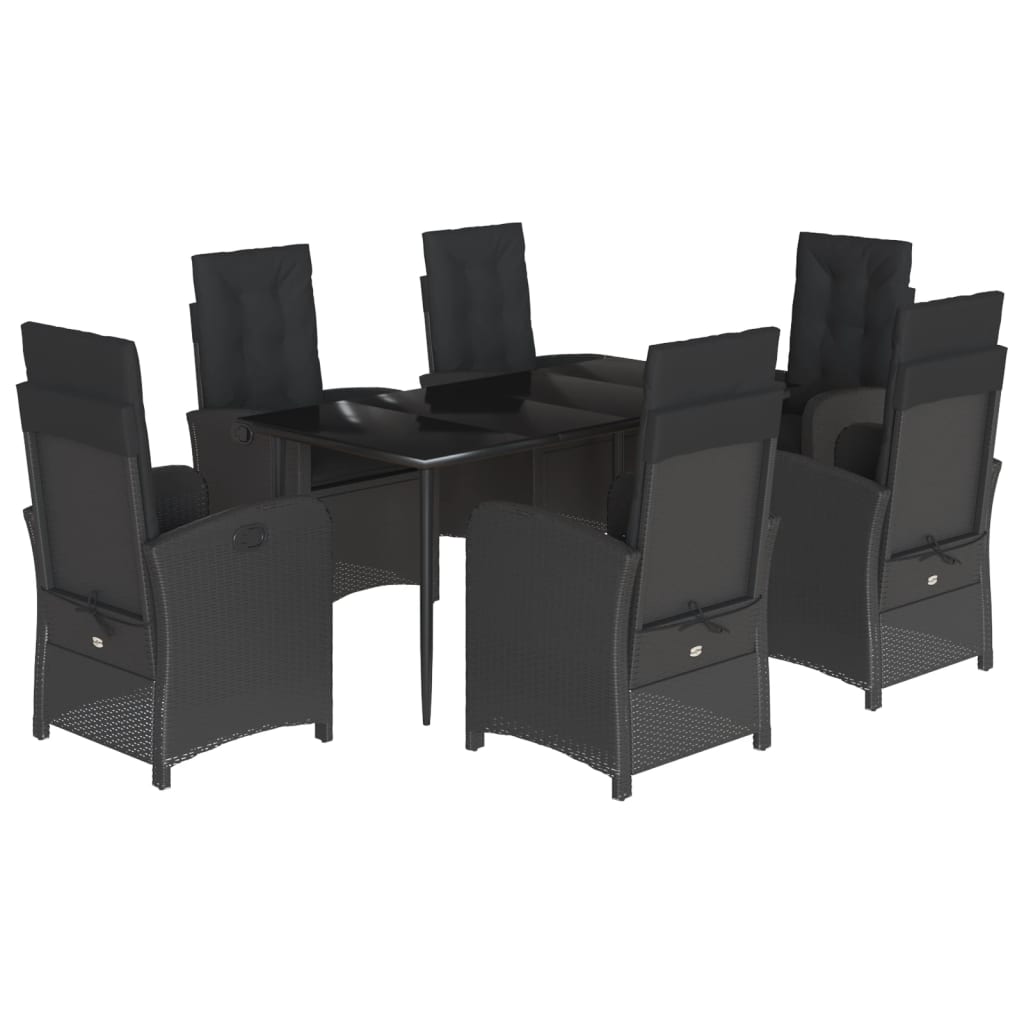 7-Delige Tuinset Met Kussens Poly Rattan Zwart