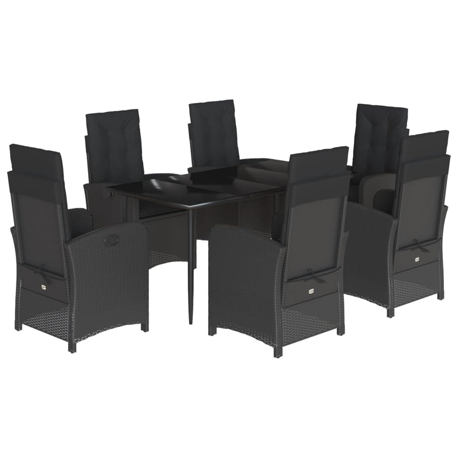 7-Delige Tuinset Met Kussens Poly Rattan Zwart