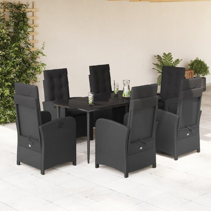 7-Delige Tuinset Met Kussens Poly Rattan Zwart