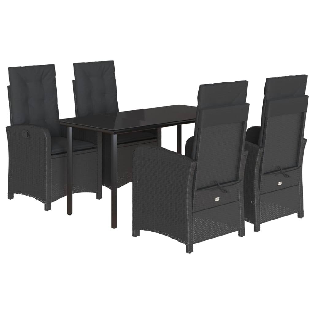 5-Delige Tuinset Met Kussens Poly Rattan Zwart