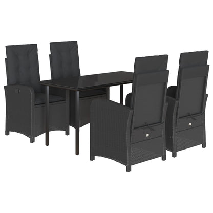 5-Delige Tuinset Met Kussens Poly Rattan Zwart