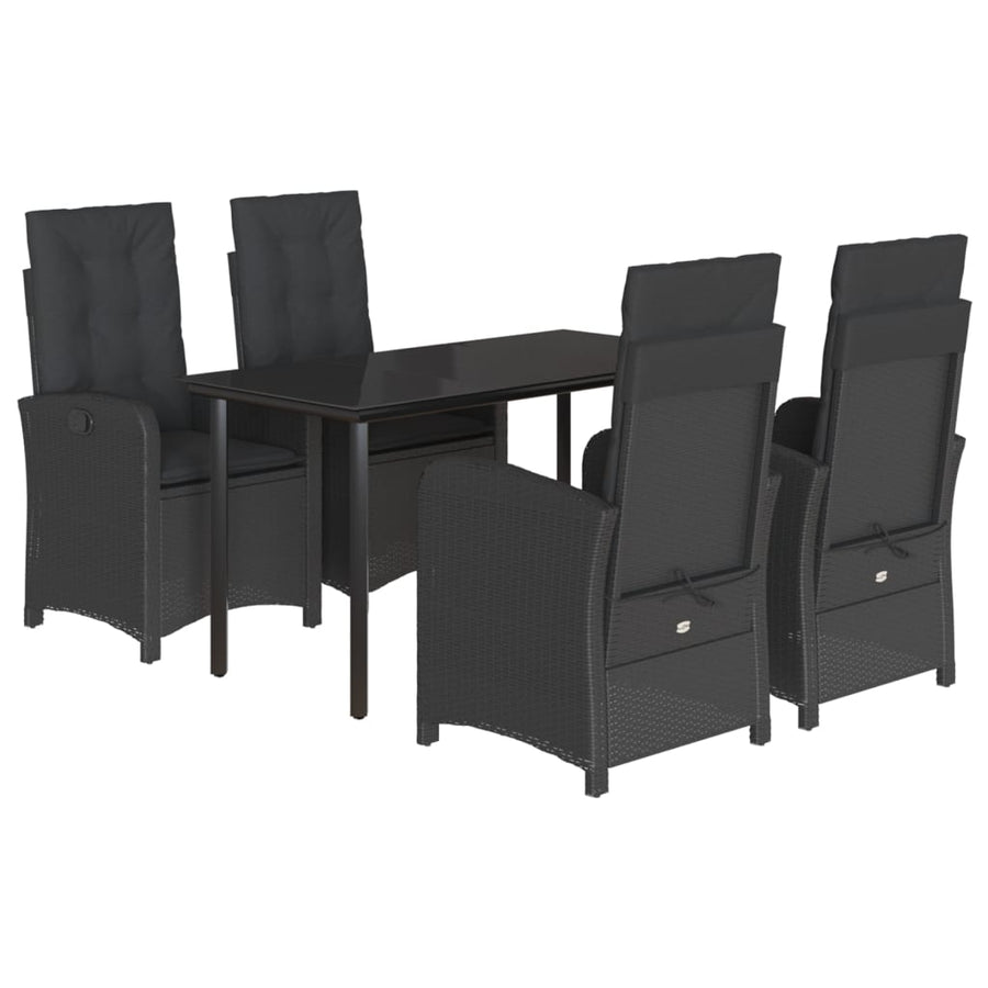 5-Delige Tuinset Met Kussens Poly Rattan Zwart