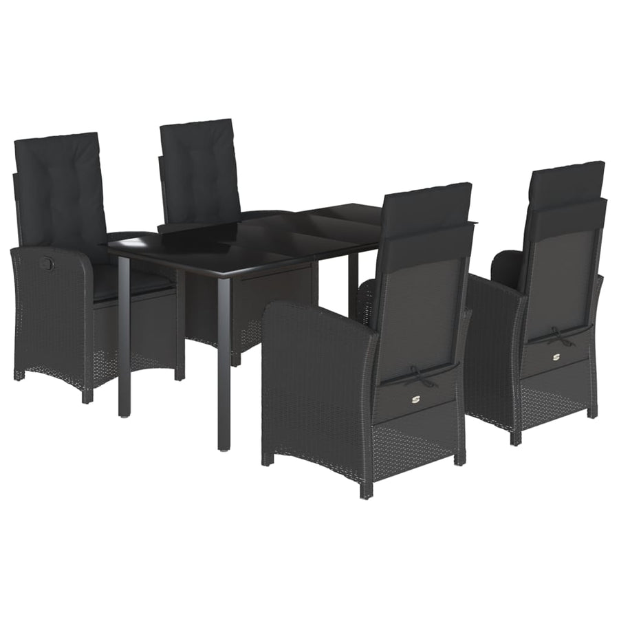 5-Delige Tuinset Met Kussens Poly Rattan Zwart