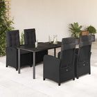 5-piece Garden Set with Cushions, Poly Rattan, Black