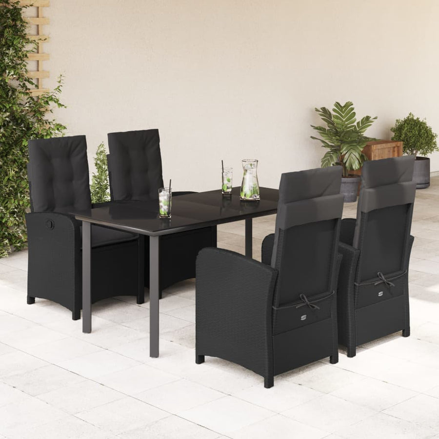 5-Delige Tuinset Met Kussens Poly Rattan Zwart