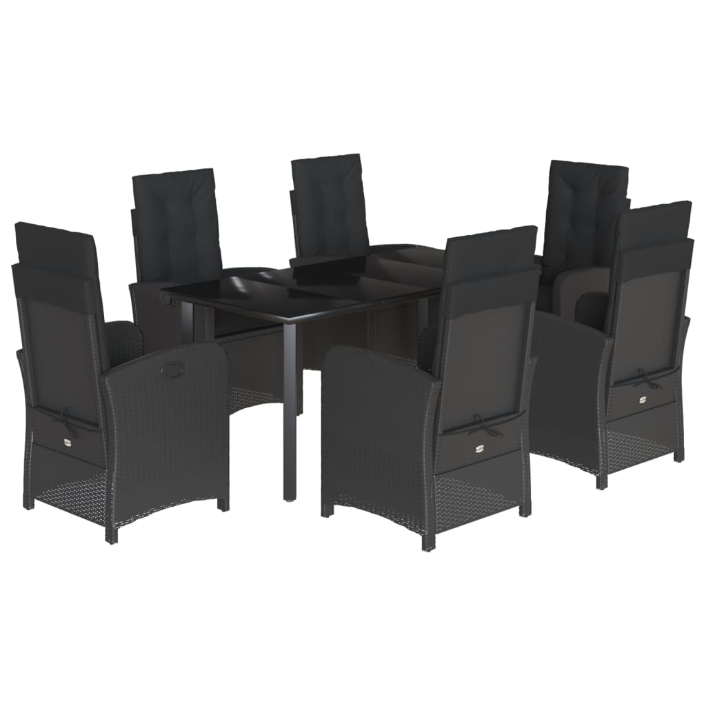 7-Delige Tuinset Met Kussens Poly Rattan Zwart