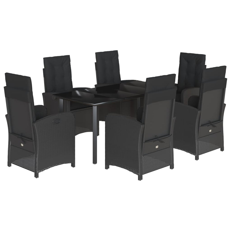 7-Delige Tuinset Met Kussens Poly Rattan Zwart