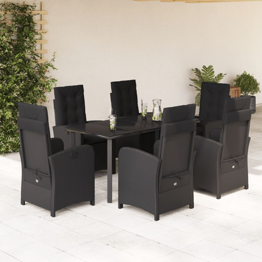 7-Delige Tuinset Met Kussens Poly Rattan Zwart
